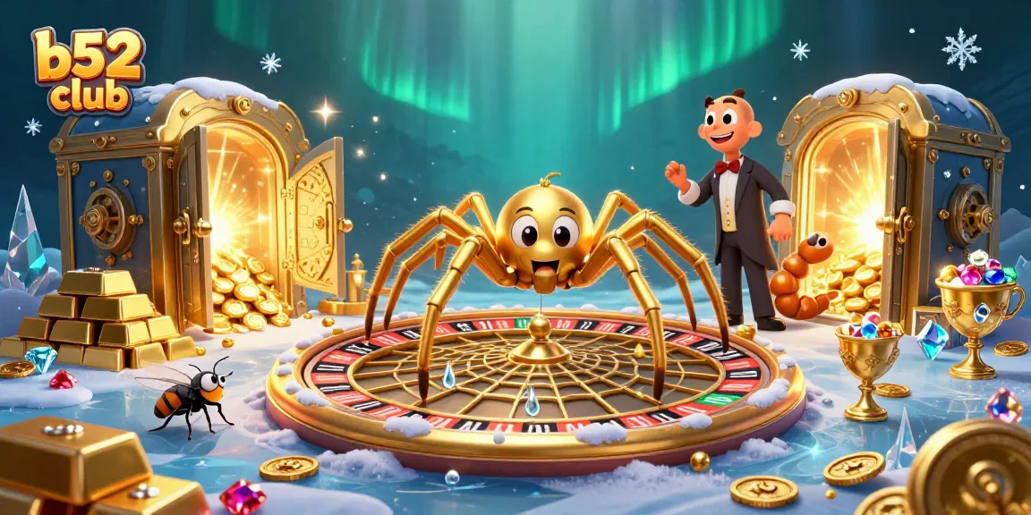 Experience the thrill at b52 club as golden spider spins the jackpot wheel, revealing treasures.